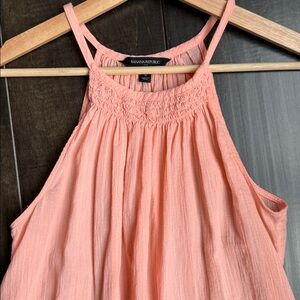 Banana Republic Cotton Halter Top w/ Smocked Neckline - Peachy Pink - Size Small